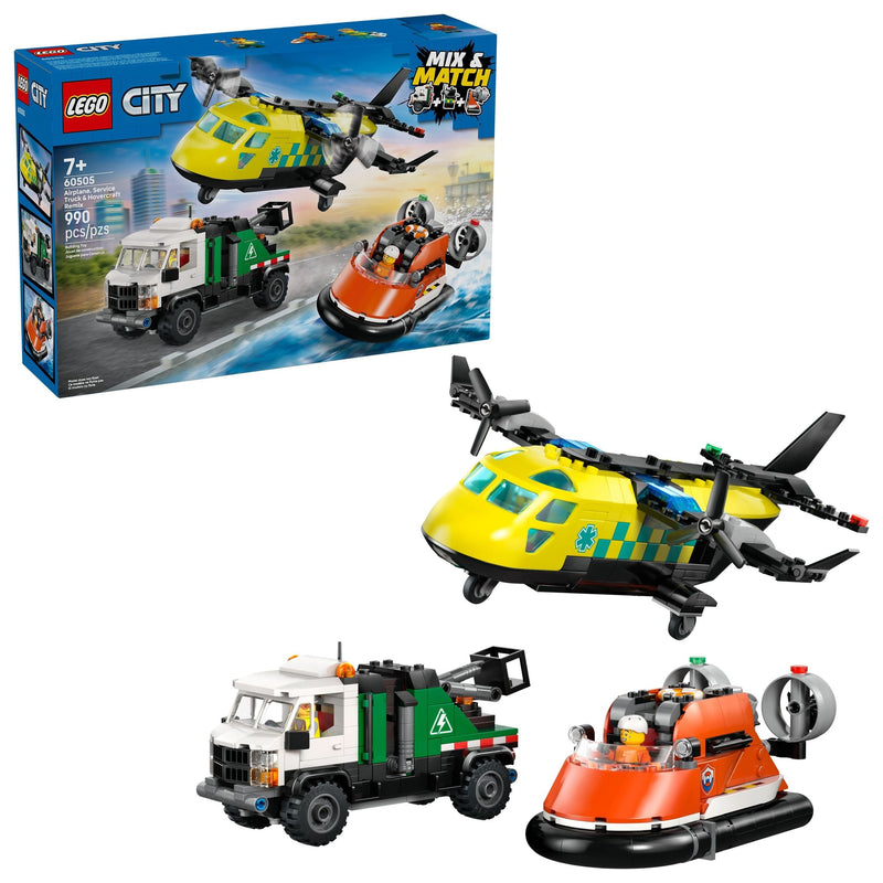 LEGO City Airplane Service, Truck & Hovercraft Remix Building Set - 60505, 990-pcs, Ages 7+ Z9