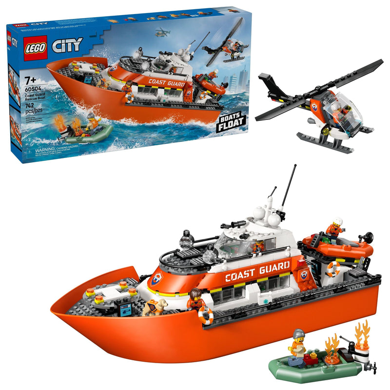 LEGO City Coast Guard Rescue Boat & Helicopter Building Set - 60504, 742-pcs, Ages 7+ M9