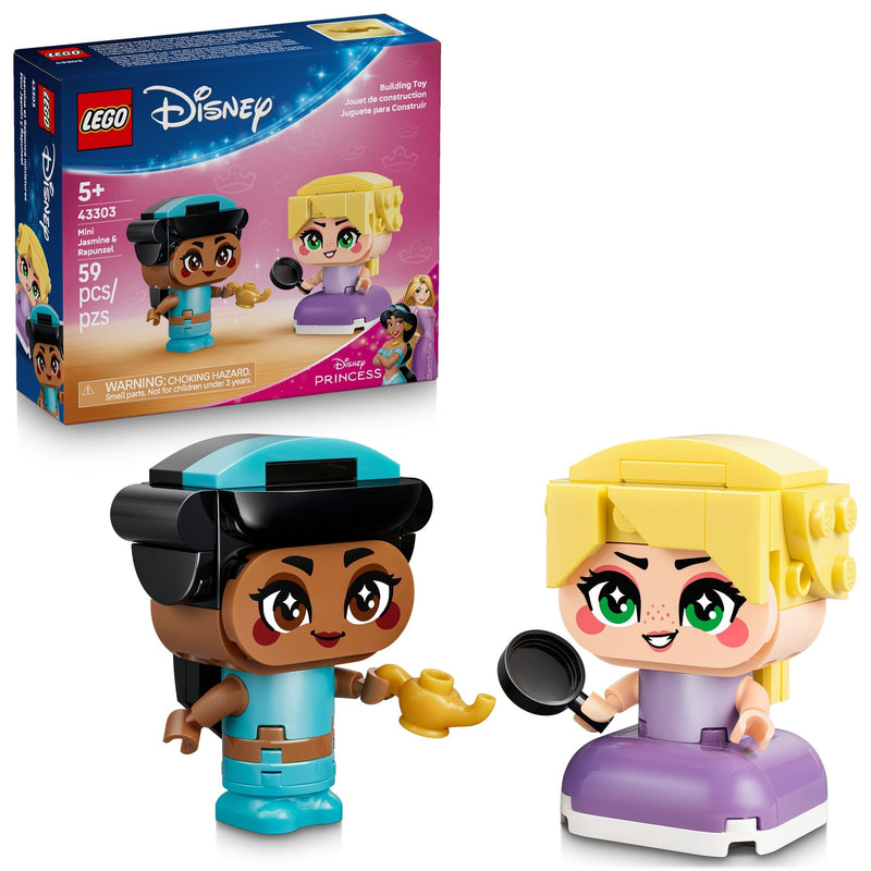 LEGO Disney Princess Mini Jasmine & Rapunzel Toy Building Set - 43303, 59-pcs, Ages 5+ K1