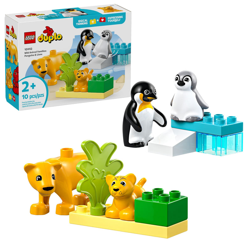 LEGO DUPLO Wild Animal Families: Penguins & Lions Toy Building Set - 10442, 10-pcs, Ages 2+ W6