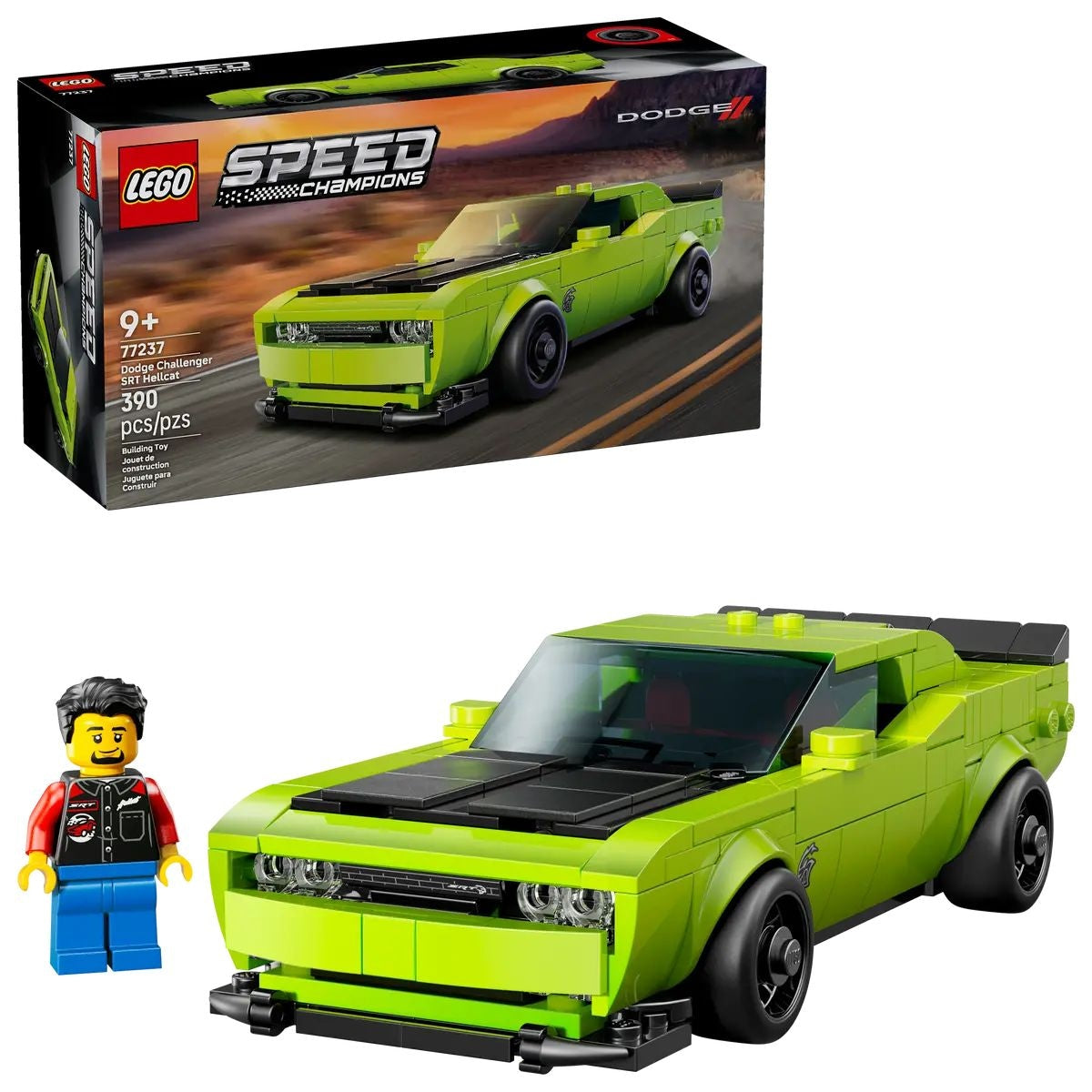 LEGO Speed Champions Dodge Challenger SRT Hellcat Sports Car - 77237, 390-pcs, Ages 9+