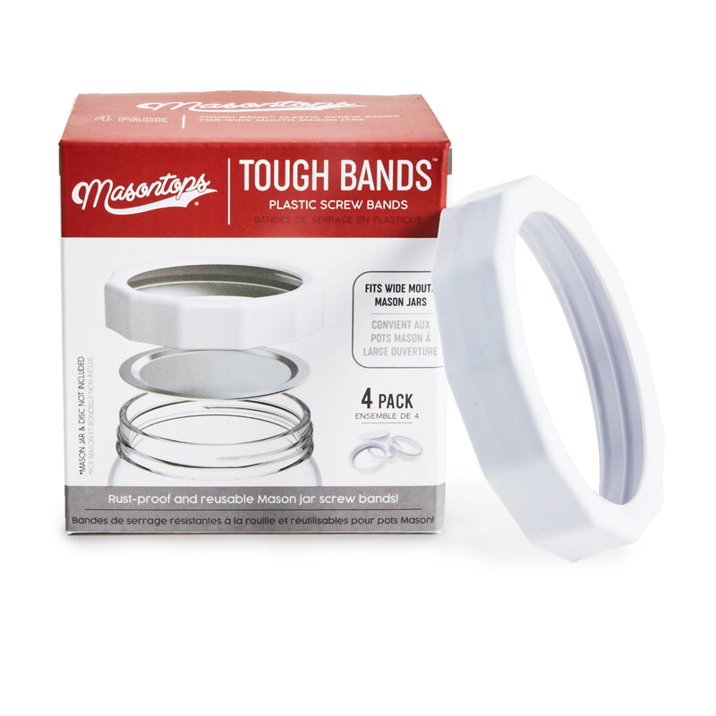 Masontops Wide Tough Screw Band for Jars, Rust-proof, 4-pk J4
