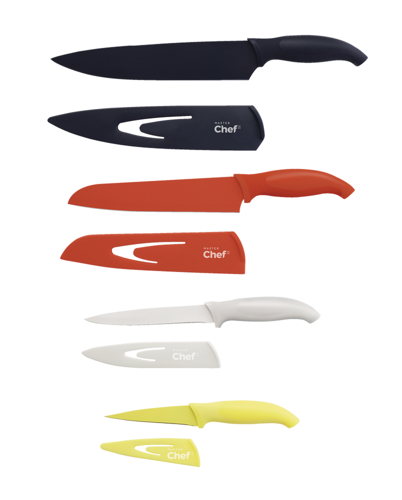 MASTER Chef Stainless Steel Knife Set with Sheaths, Dishwasher Safe, 4-pc V9