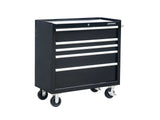 Mastercraft 5-Drawer Powder-Coated Steel Tool Cabinet, Black, 36-in