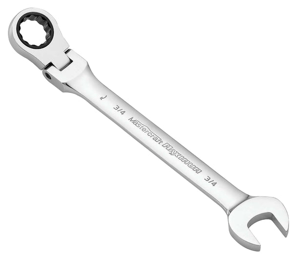 MAXIMUM Flexhead Ratcheting Wrench, Assorted Sizes, SAE/ Metric, Metal, Chrome V7