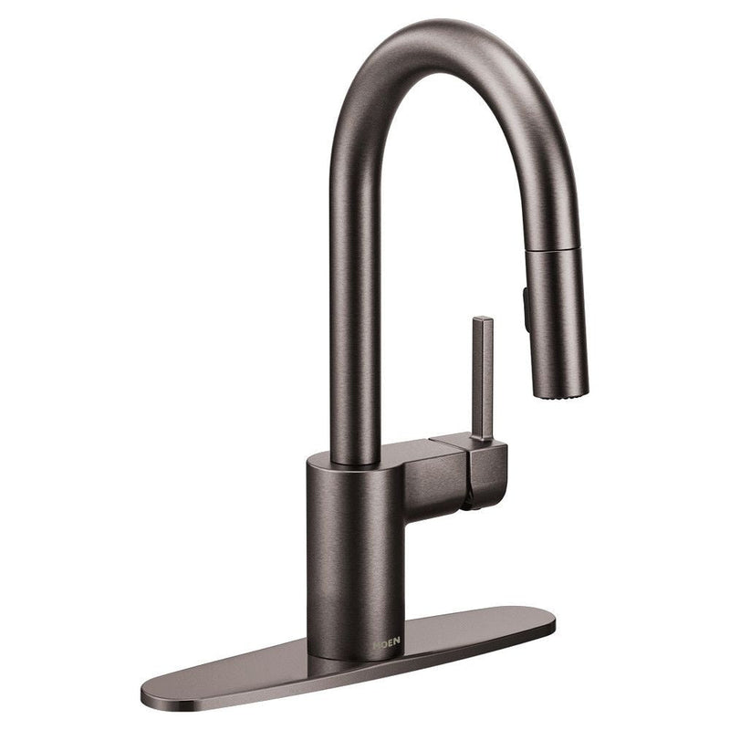 Moen Align Single Handle High Arc Pull Down Spot-Resist Sprayer Kitchen Faucet with Power Clean, Black Stainless Steel A1