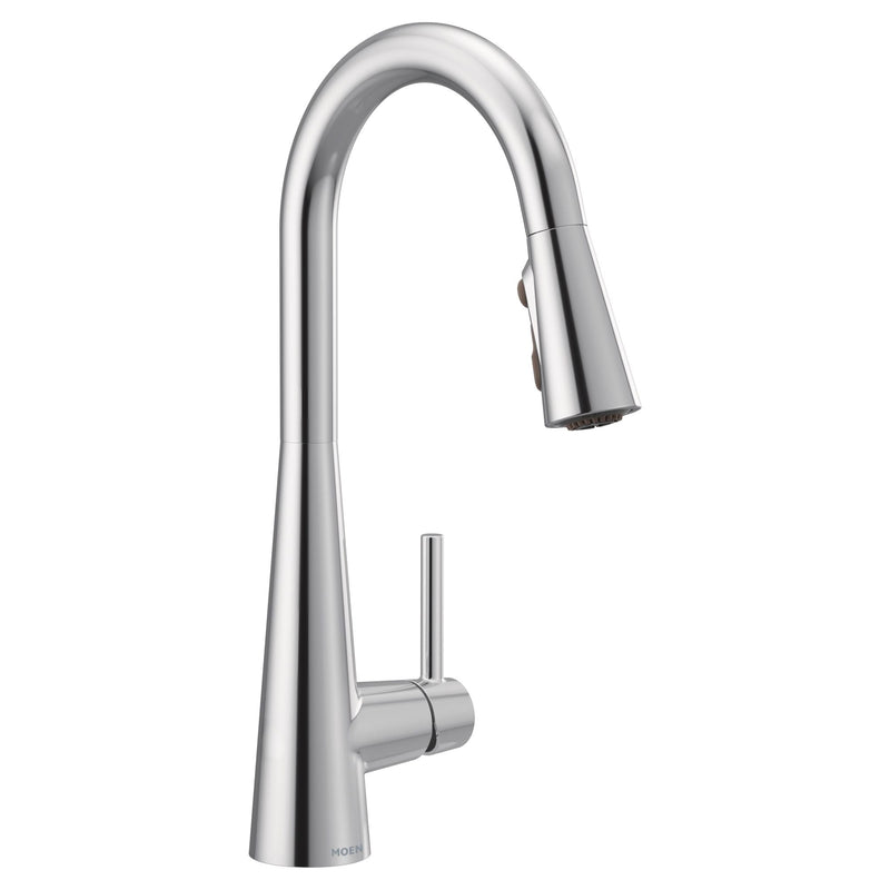 Moen Sleek Single Handle High Arc Pull Down Sprayer Kitchen Faucet with Power Boost, Chrome Y5