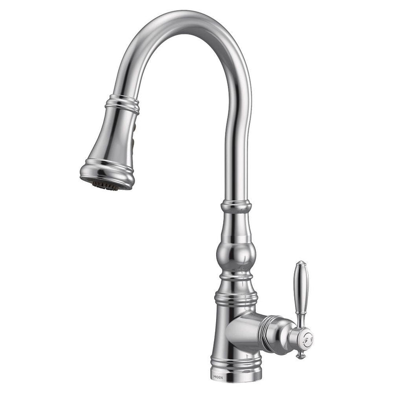 Moen Weymouth Single Handle High Arc Pull Down Sprayer Kitchen Faucet with Power Clean, Chrome W2