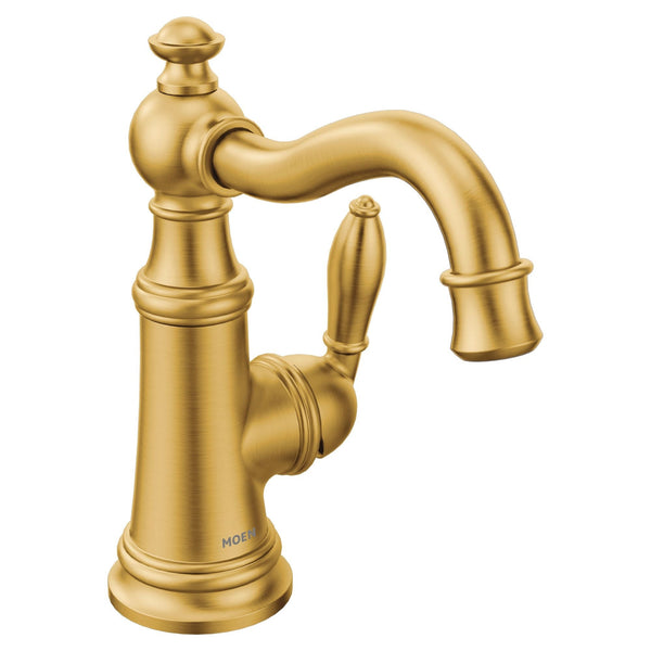 Moen Weymouth Single Handle Single Hole Bathroom Sink Faucet, WaterSense Certified, Brushed Gold Z7