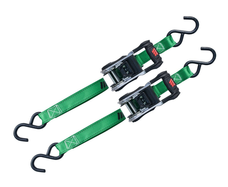 MotoMaster 1,500-lb Ratchet Tie Down Straps, with Padded Handle, 1-in x 10-ft, 2-pk Q9