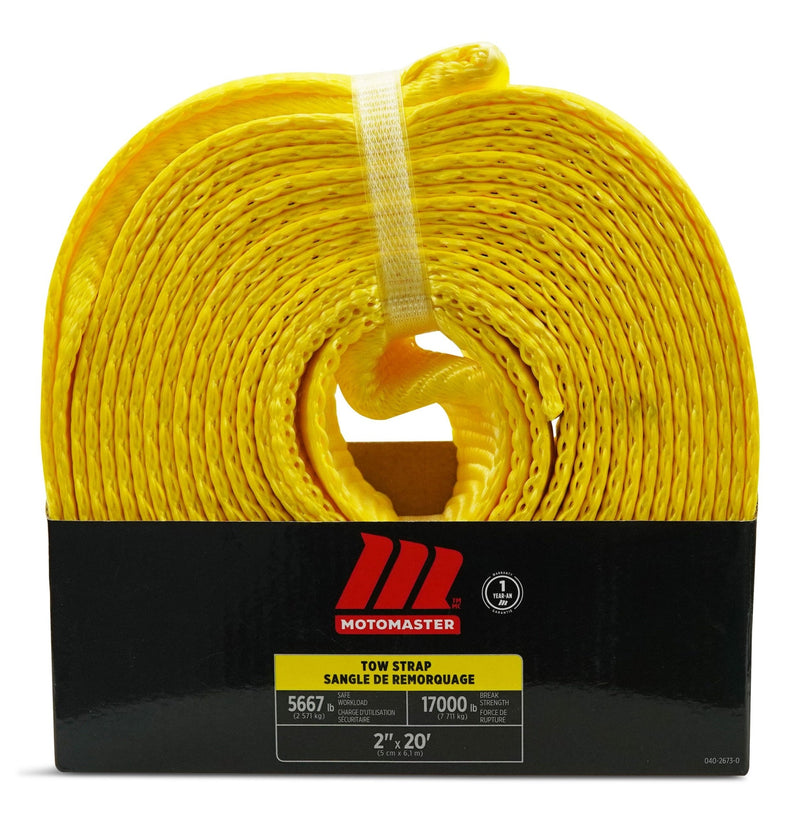 MotoMaster 17,000-lb Tow Strap, with Reinforced Eyes, 2-in x 20-ft P5