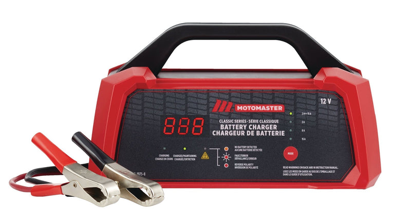MotoMaster Classic Series Smart Battery Charger/Maintainer, Fully Automatic, 15/8/2-Amp, 12V H9