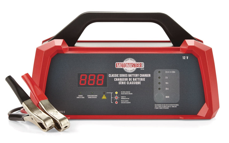 MotoMaster Classic Series Smart Battery Charger/Maintainer, Fully Automatic, 25/10/2-Amp, 12V H8