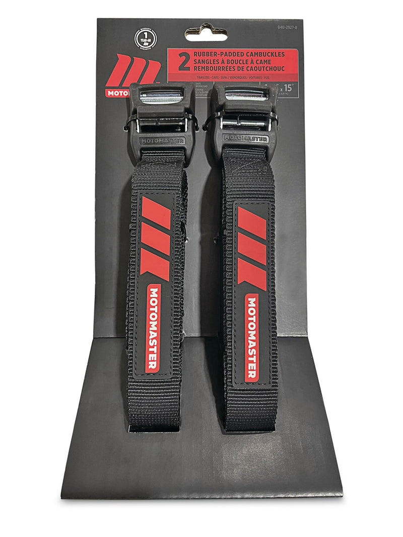 MotoMaster Rubber Padded Cam Buckle Tie Down Straps, 2-pk P0
