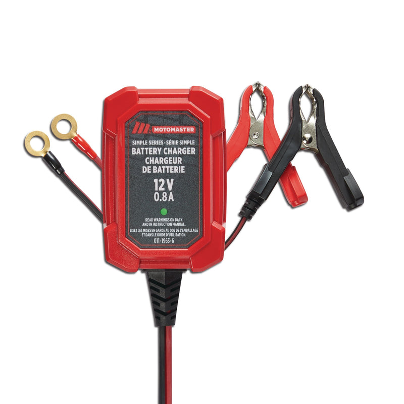 MotoMaster Simple Series Smart Battery Charger/Maintainer, Fully Automatic, 0.8-Amp, 12V U4