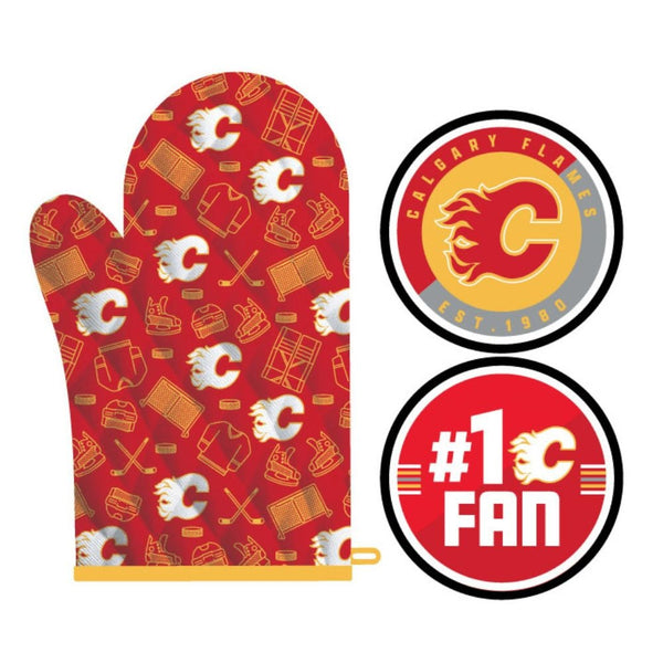 NHL Calgary Flames Kitchen Oven Mitt Pot Holder Set, 2-pc Z5