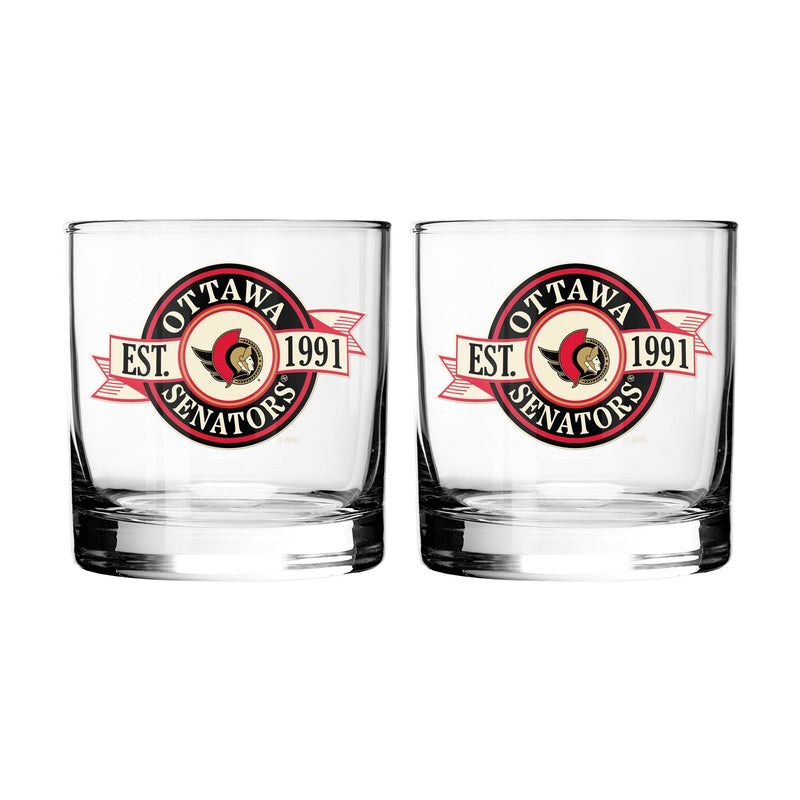 NHL Ottawa Senators Hockey Rocks Glass, 2-pk A5