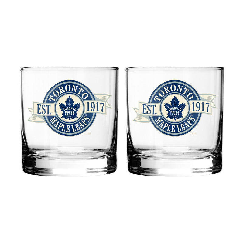 NHL Toronto Maple Leafs Hockey Rocks Glass, 2-pk W0