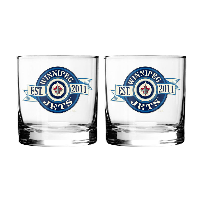 NHL Winnipeg Jets Hockey Rocks Glass, 2-pk P5
