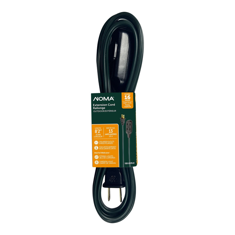NOMA 2.5-m 13A 3-Outlet Light-Duty 16-Gauge Green Outdoor Extension Cord M5
