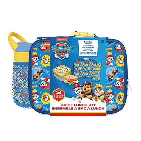 Paw Patrol Kids' Insulated Soft Lunch Bag Set with Food Container, Blue, 3-pc E7