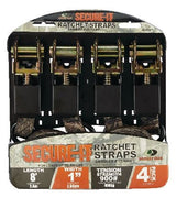 RPS Ratchet Tie-Down Straps, 1-in x 8-ft (2.54 cm x 2.4 m), 4-pk
