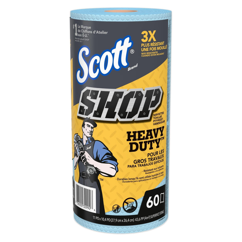 Scott Heavy-Duty Shop Paper Towels, 11 x 10.4-in, Blue, 60-pk R2