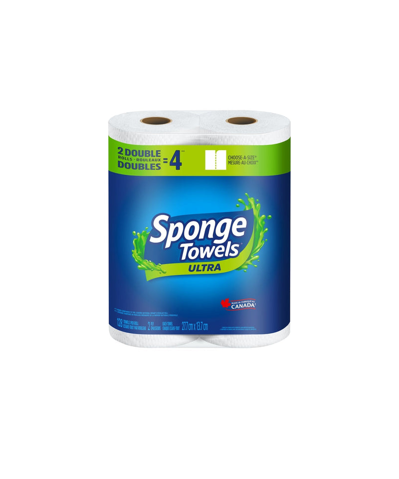 Scotties Sponge Ultra Choose-A-Size Absorbent Paper Towel, 2-Ply, 2 Double Rolls E7