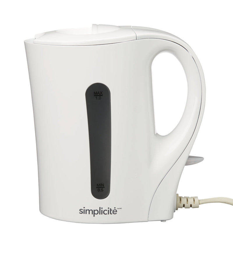 Simplicité Corded Electric Kettle with Auto Shut Off, White, 1-L V4