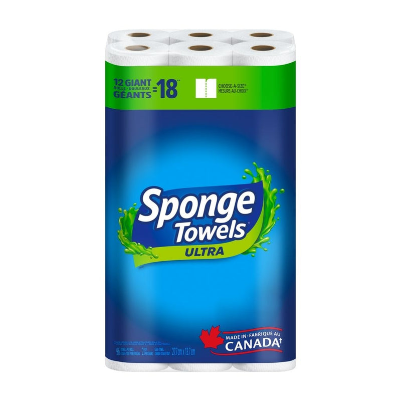 SpongeTowels Ultra Choose-A-Size Giant Roll Paper Towels, 2-ply, 12-pk L0