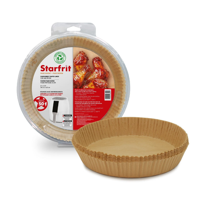 Starfrit Round Non-Stick Parchment Paper Air Fryer Liner, 50-pk Q9