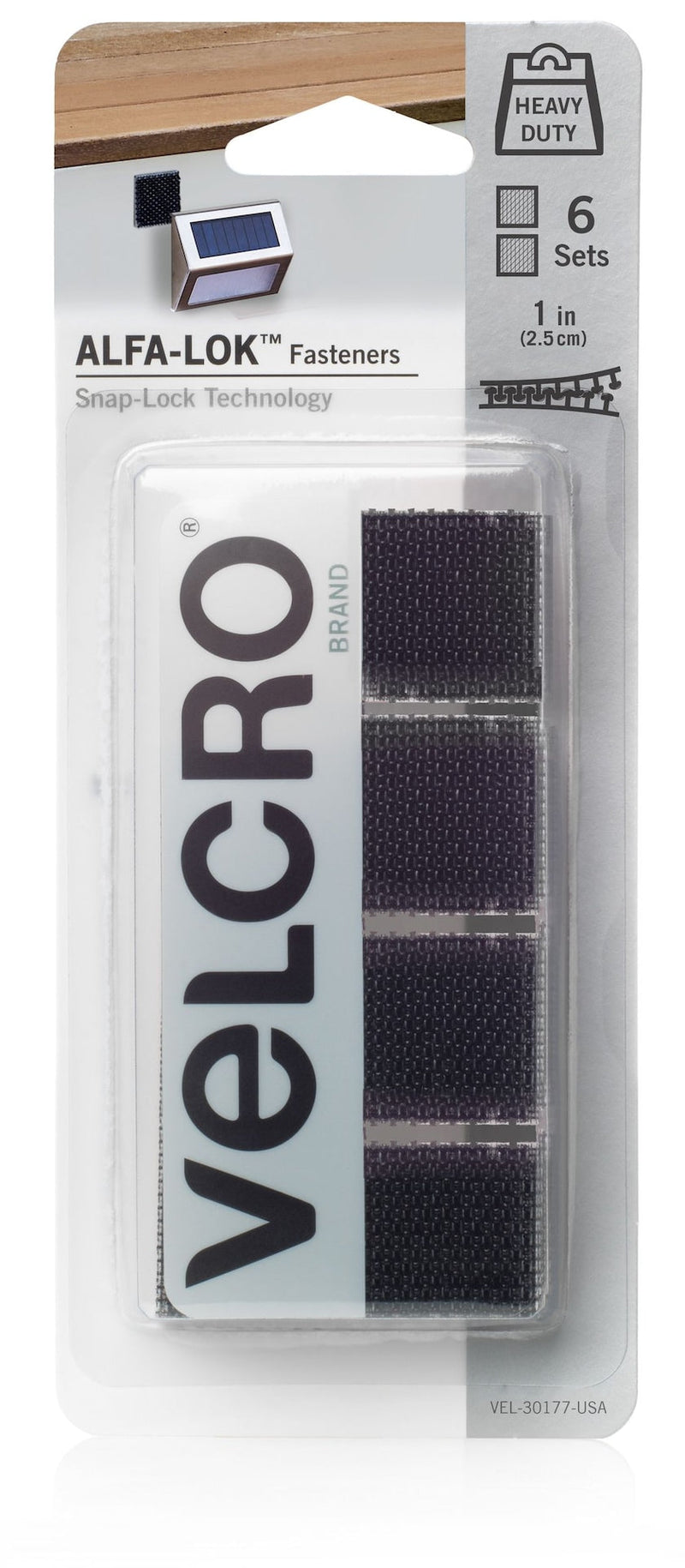Velcro Alfa Lok 6-Set 15-lb Black Heavy Duty Fasteners with Snap-Lock Technology D7