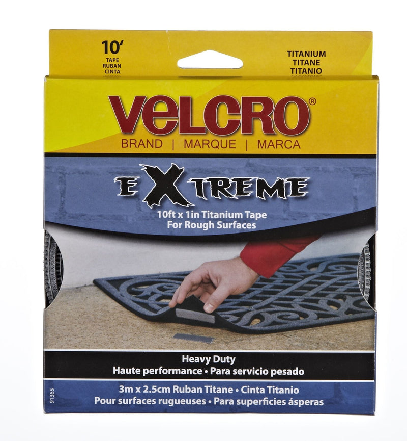 Velcro Heavy Duty UV-Resistant Extreme Titanium Strip Tape with Permanent Adhesive, 10-ft x 1in, 1-pk H6