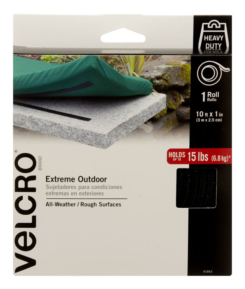 Velcro Industrial Strength Extreme Heavy Duty Tape, Black, 15-lbs, 10-ft x 1-in, 1-pk P8