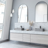 VIGO Cadman ConcretoStone 18-in Deep Grey Bathroom Sink/Basin with Rectangular Fluted Vessel