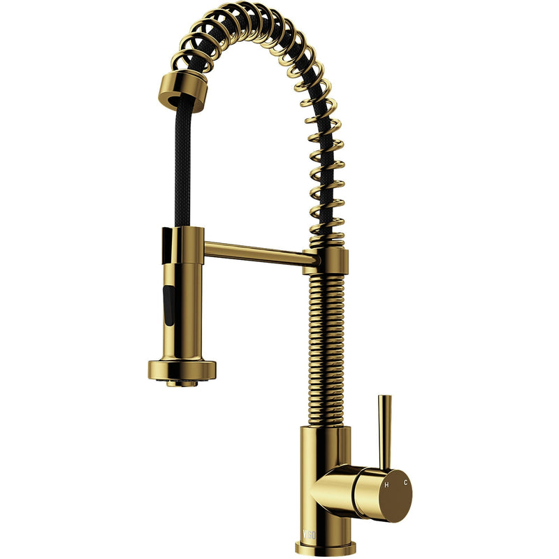 VIGO Edison Single Handle Pull Down Sprayer Kitchen Faucet, Matte Gold P3