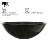 VIGO Glass Grey Onyx Bathroom Sink/Basin Set with Linus Faucet and Round Vessel