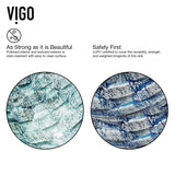 VIGO Glass Oceania Blue Bathroom Sink/Basin Set with Linus Faucet and Round Vessel