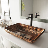 VIGO Glass Rectangular Vessel Bathroom Sink/Basin with Rounded Edges & Deep Bowl, Gold