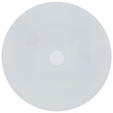VIGO Glass Round Vessel Bathroom Sink/Basin with Rounded Edges & Deep Bowl, White