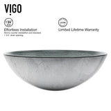 VIGO Glass Simply Silver Bathroom Sink/Basin Set with Niko Faucet and Round Vessel