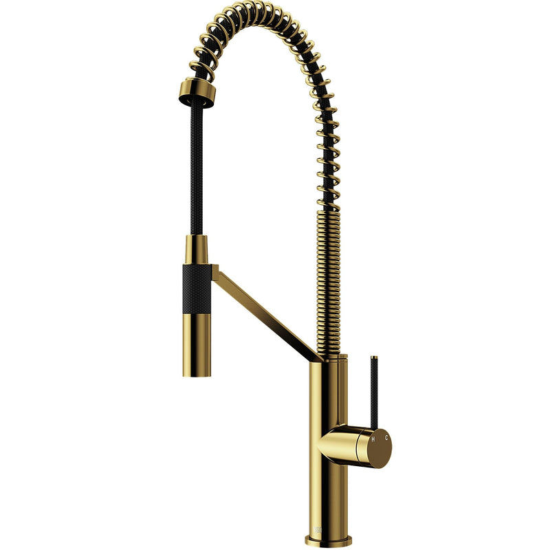 VIGO Livingston Single Handle Magnetic Pull Down Sprayer Kitchen Faucet with cFiber, Matte Gold V4