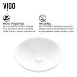 VIGO Lotus MatteStone Round White Composite Bathroom Sink/Basin Set with Duris Faucet and Pop-Up Drain