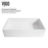 VIGO Magnolia MatteStone White Bathroom Sink/Basin Set with Amada Faucet and Rectangular Composite Vessel