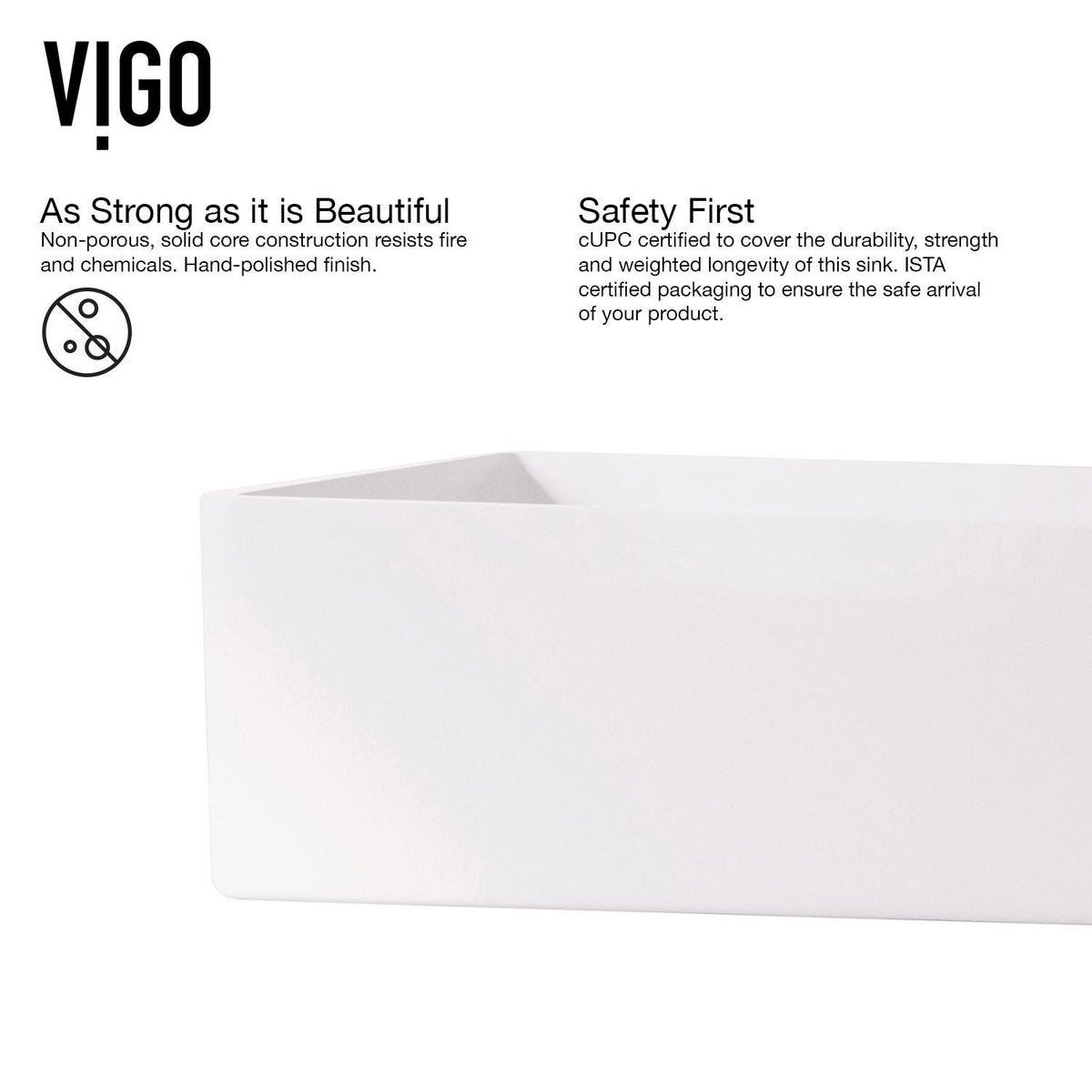 VIGO Magnolia MatteStone White Bathroom Sink/Basin Set with Amada Faucet and Rectangular Composite Vessel