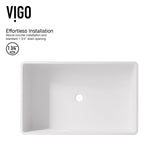 VIGO Magnolia MatteStone White Bathroom Sink/Basin Set with Amada Faucet and Rectangular Composite Vessel