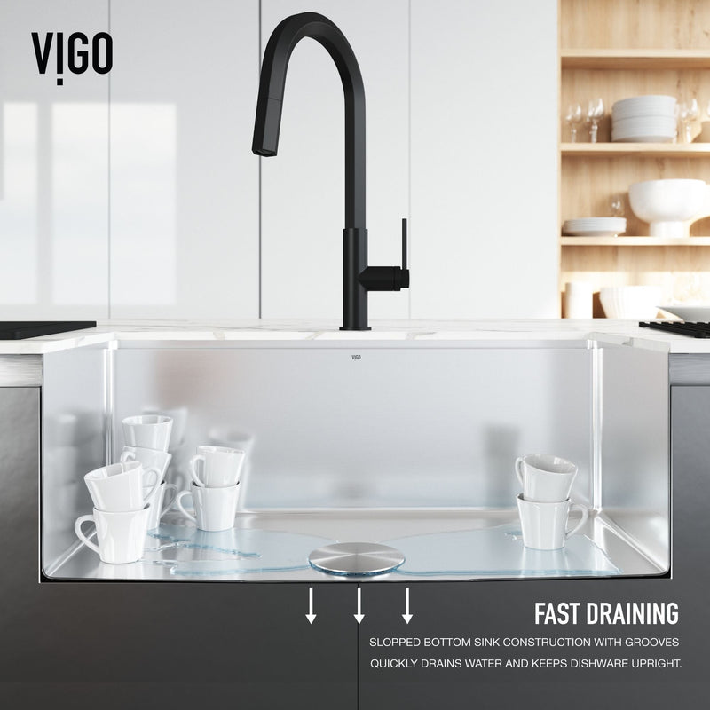 VIGO Mercer 33-in Stainless Steel Undermount Kitchen Sink R8
