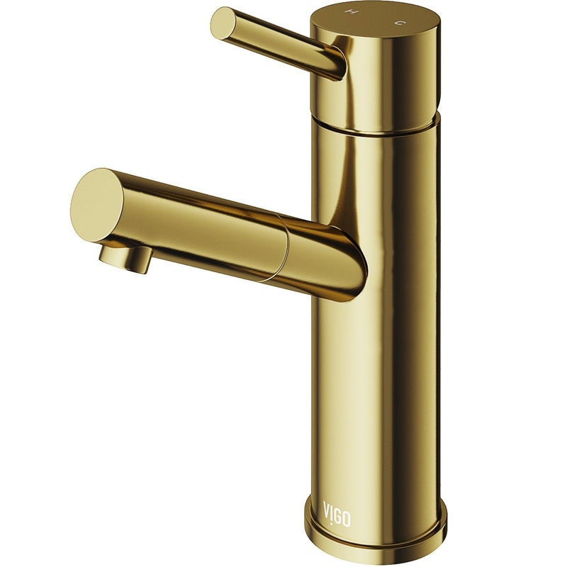VIGO Noma Single Handle Single Hole Bathroom Sink Faucet, WaterSense Certified, Matte Gold U5