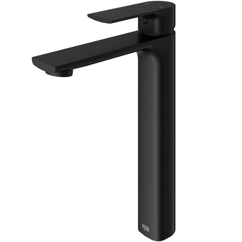 VIGO Norfolk Single Handle Vessel Bathroom Sink Faucet, WaterSense Certified, Matte Black W6