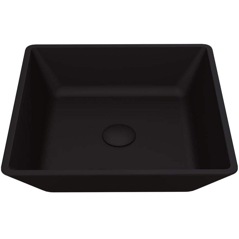 VIGO Roma Glass Square Vessel Bathroom Sink/Basin with Rounded Edges & Deep Bowl, Black I9